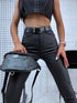 Black, matte faux leather pants "Diva" Z21-1